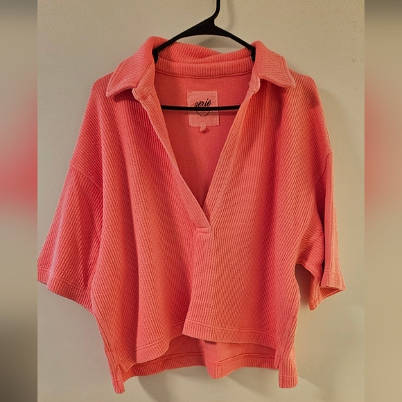 aerie Tops - EUC! Aerie Cropped Coral Ribbed Top - Medium